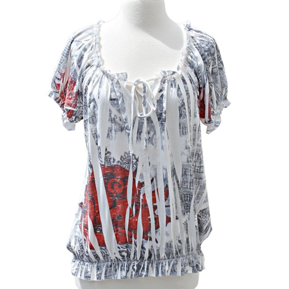 Daniel Benjamin Women's Short Sleeve Top Goth Punk Tattoo Festival Size M